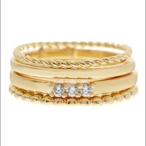 Sterling Forever CZ Rope Band Stacking Ring Set
